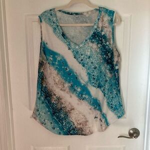 Blue and White Sleeveless Women's Top